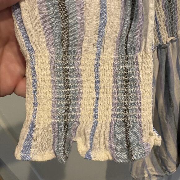 Rails Dress Womens XL Blue Purple Catania Stripe Crystal Smocked Ruffle Boho - Picture 6 of 16